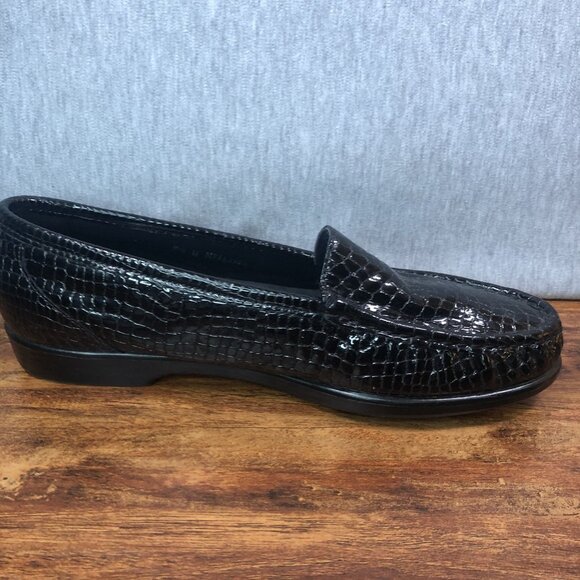 SAS Simplify Loafers Shoes Women's Size 9.5 W Wide Black Patent Leather Croc - Picture 5 of 11